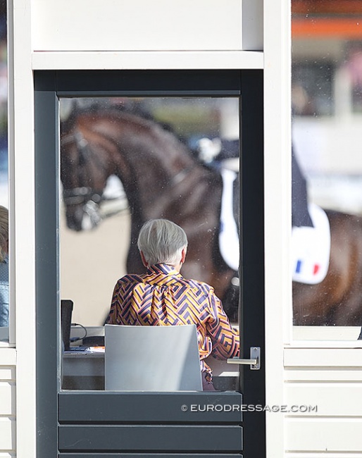 Danish 5* judge Susanne Baarup at the 2019 European Dressage Championships :: Photo © Astrid Appels