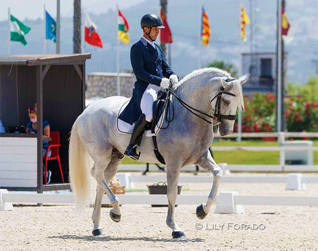 Yeguada La Pasion's Jonathan Bautista and Gasoso at the 2021 Spanish Dressage Championships in Oliva Nova :: Photo © Lily Forado