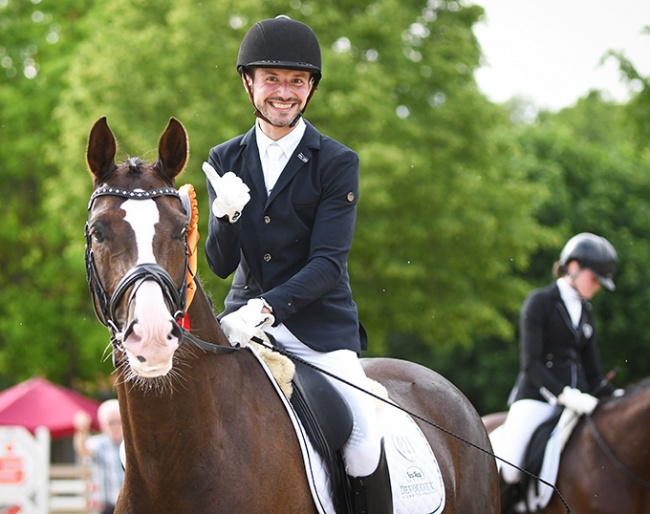 Rocco Di Pierro and Petra Wessels' Oldenburg gelding Bellissimo's Bob at the Riedstadt Bundeschampionate Qualifier :: Photo © Nau