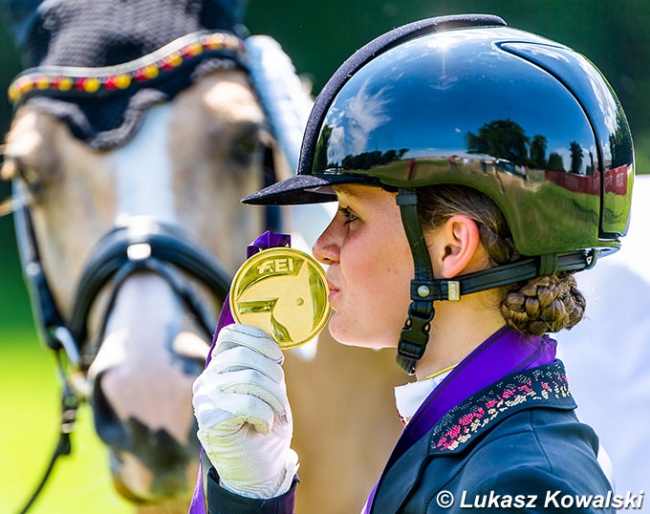 Triple gold and two world records for Rose Oatley and Daddy Moon at the 2021 European Pony Championships :: Photo © Lukasz Kowalski