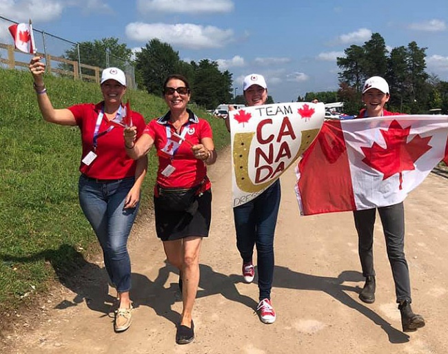 Denielle Gallagher, Ute Busse, Anna Swackhammer and friend are the Canadian dressage delegation at the 2021 NAYC :: Photo © private