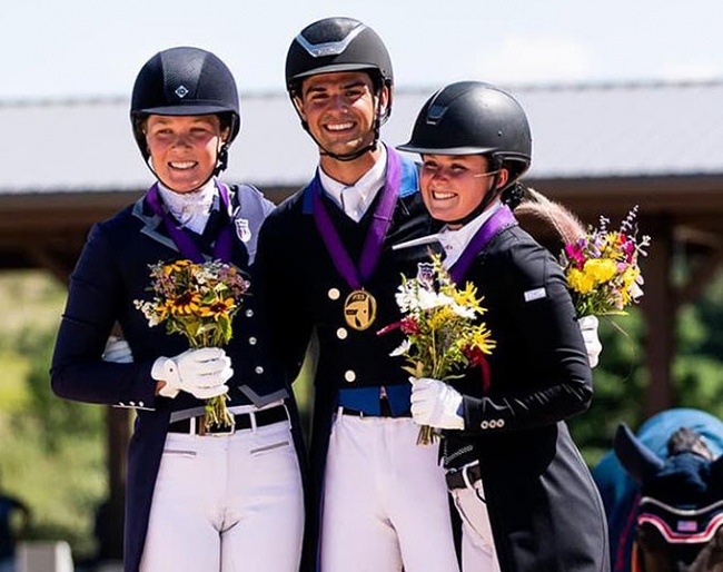 Nemeth, Simonson, Jones on the Kur podium at the 2021 North American Young Riders Championships :: Photo © Astrid Appels
