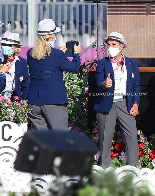 Francis Verbeek strikes a pose before the team competition - Grand Prix Special - starts at the 2021 Olympic Games :: Photo © Astrid Appels