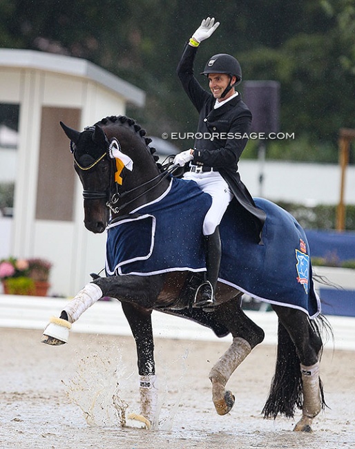 Andreas Helgstrand and Jovian won the 7-year old preliminary test at the 2021 World Young Horse Championships in Verden :: Photo © Astrid Appels