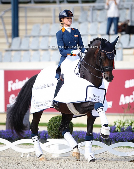 Dinja van Liere and Hermes win  the 2021 CDIO Aachen Grand Prix :: Photo © Astrid Appels