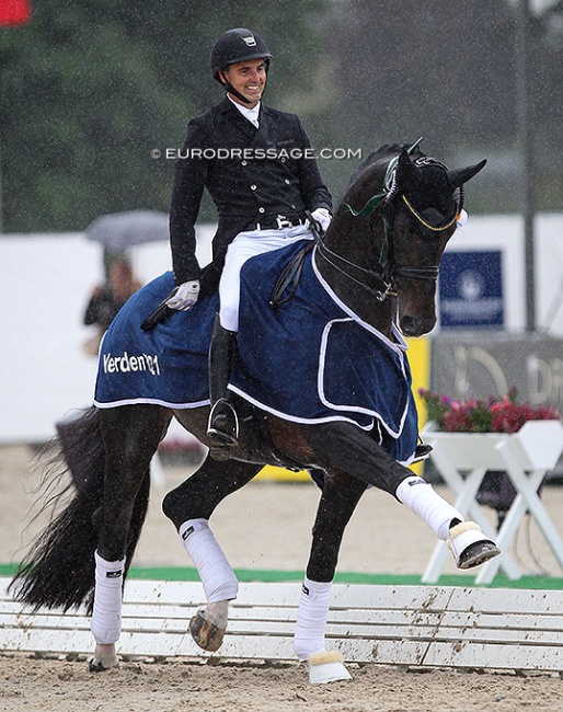 Andreas Helgstrand and Jovian won the 7-year old Finals test at the 2021 World Young Horse Championships in Verden :: Photo © Astrid Appels