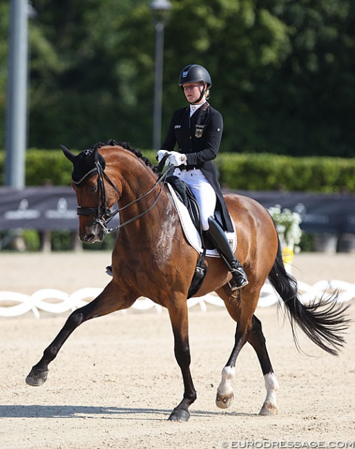 Bianca Nowag and Sir Hohenstein at the 2019 European Under 25 Championships in San Giovanni in Marignano :: Photo © Astrid Appels