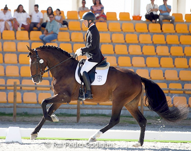 Nuno Chaves de Almeida on Noblre Saramunheiro at the 2021 Portuguese Young Horse Championships :: Photo © Rui Pedro Godinho