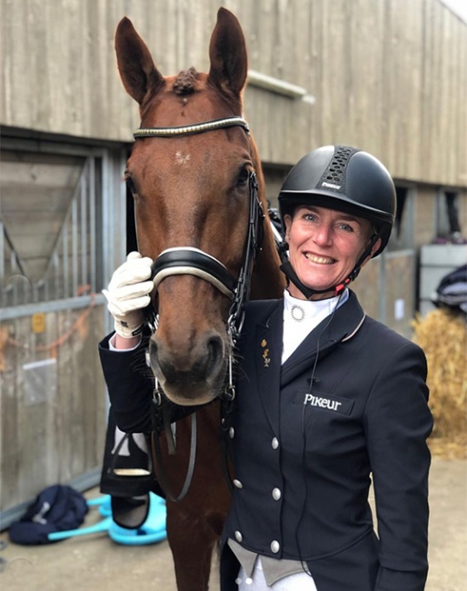 Imke Schellekens-Bartels back in tails to ride Honore at the 2021 CDI Le Mans :: Photo © private