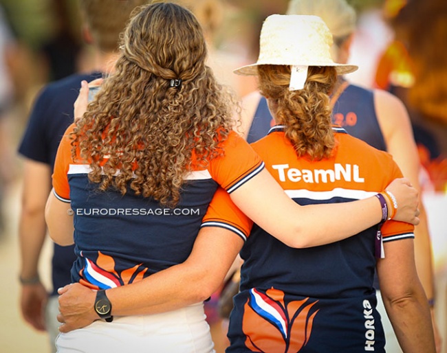 Dutch team rider Robin Heiden and her mum at the 2021 European Junior/Young Riders Championships :: Photo © Astrid Appels