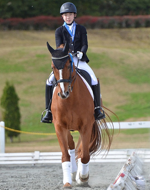 Shuma "Hidema" Hiraga on Phaedrus, winners of the Children division at the 2021 Japanese Youth Riders Championships :: Photo © Japan Equestrian Federation