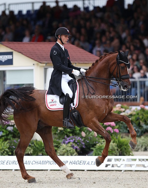 Daniel Bachmann Andersen and Marshall Bell at the 2021 European Dressage Championships :: Photo © Astrid Appels