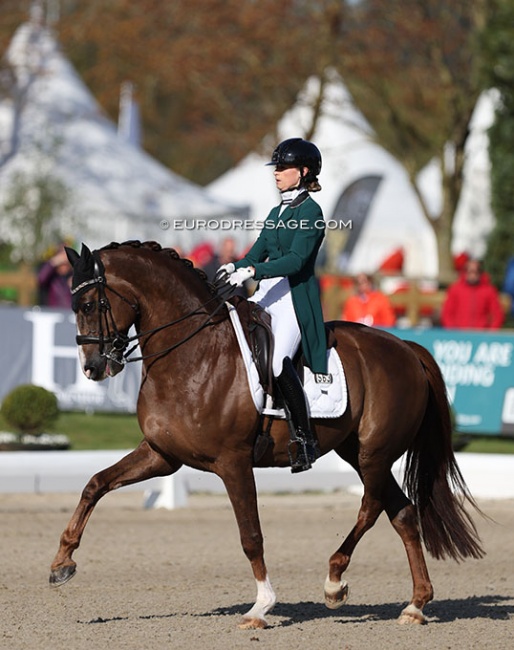 Dinja van Liere competing her second iron in the fire, Hartsuijker, at the 2022 CDI Hagen :: Photo © Astrid Appels