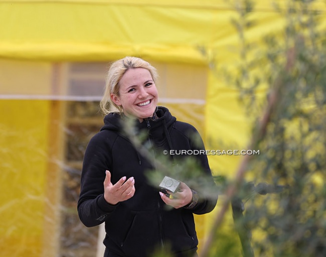 Anna-Christina Abbelen coaching her student at the 2022 CDI Troisdorf :: Photo © Astrid Appels