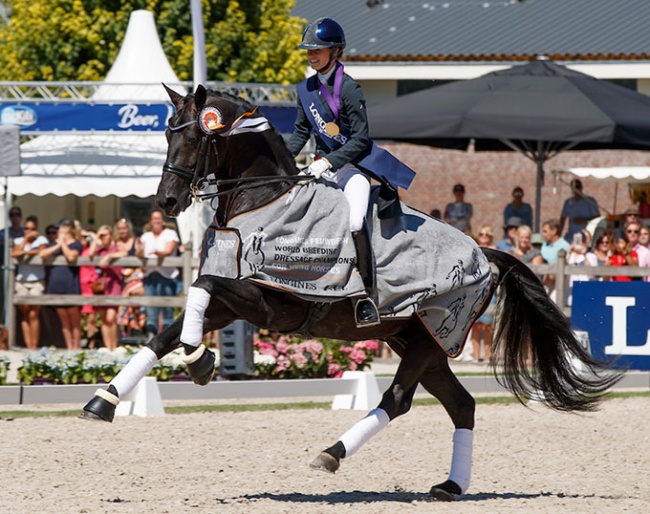 Charlotte Fry and Glamourdale won the 2018 World Young Horse Championships for 7-year olds in Ermelo :: Photo © Dirk Caremans