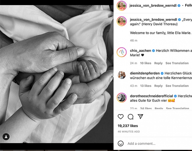 Jessica announced the birth of her baby girl on Instagram