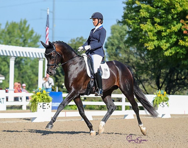 Adrienne Lyle and Furst Dream at the 2022 U.S. Young Horse Championships :: Photo © Sue Stickle