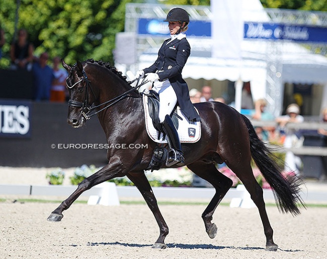 Isabel Freese and Fürsten-Look won bronze at the 2018 World Young Horse Championships :: Photo © Astrid Appels