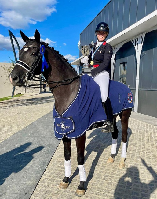 Karen Pavicic and Arie Yom Tov's Fire Toti win the senior small tour division at the 2022 Balkan Dressage Championships in Romania