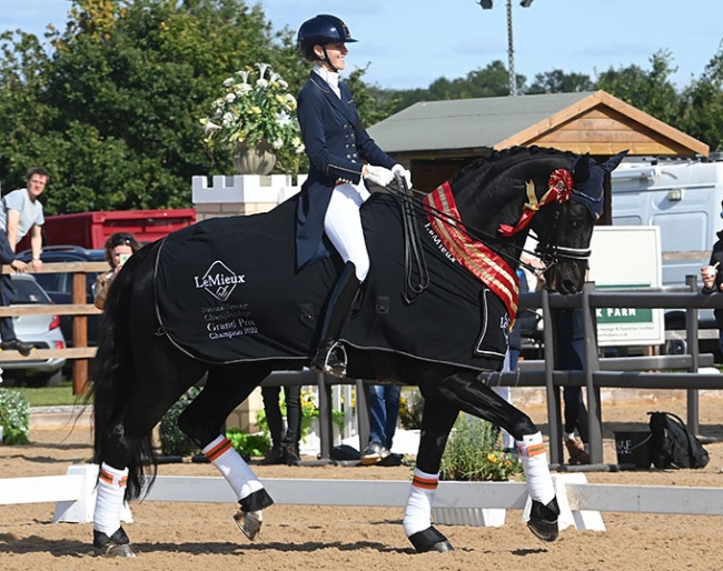 Kathleen Kröncke (née Keller) and San Royal win the Grand Prix class title at the 2022 British Dressage Championships :: Photo © Kevin Sparrow