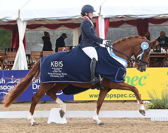 Holly Woodhead and MSJ Viva Dannebrog win the 4-year old division at the 2022 British Young Horse Championships :: Photo © Kevin Sparrow