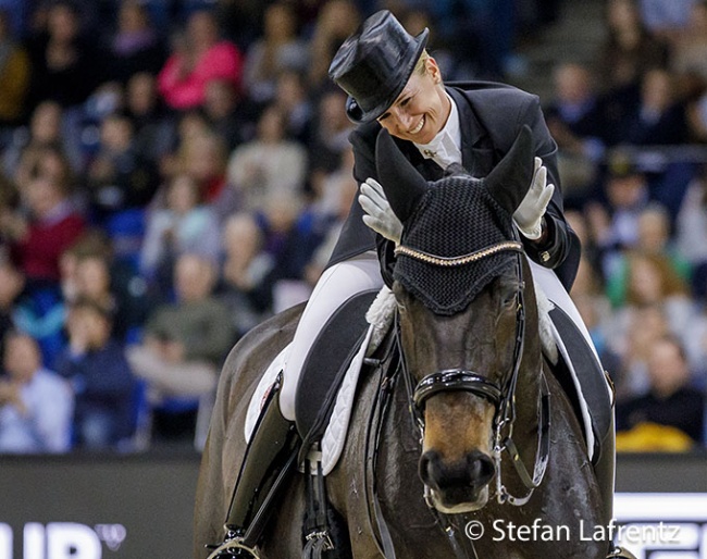 Jessica von Bredow-Werndl at the 2022 World Cup Finals. A week later in Stadl Paura (16-17 April 2022) she rode her last show before her maternity leave :: Photo © Stefan Lafrentz