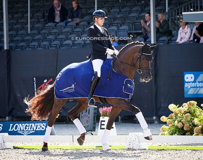 Frederic Wandres and Fashion Prinz OLD win the 5-year old preliminary test at the 2022 World Young Horse Championships in Ermelo :: Photo © Astrid Appels