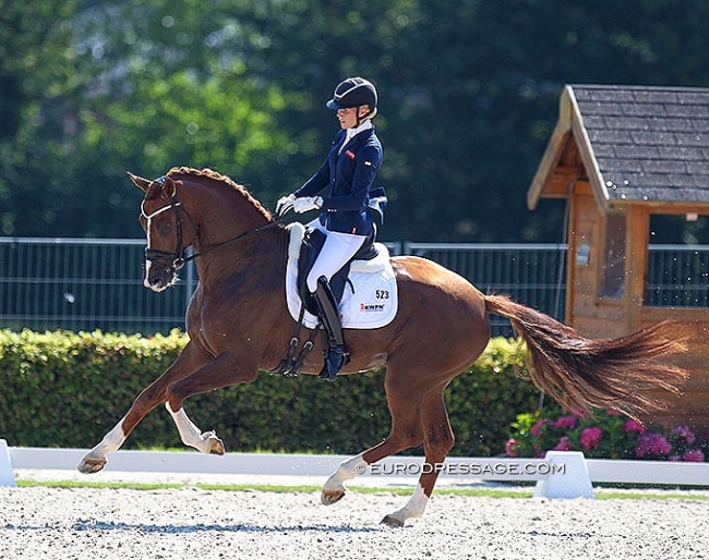 Juliane Brunkhorst rode Ibiza to his biggest sport career achievement so far, a 6th place at the 2018 World Young Horse Championships :: Photo © Astrid Appels