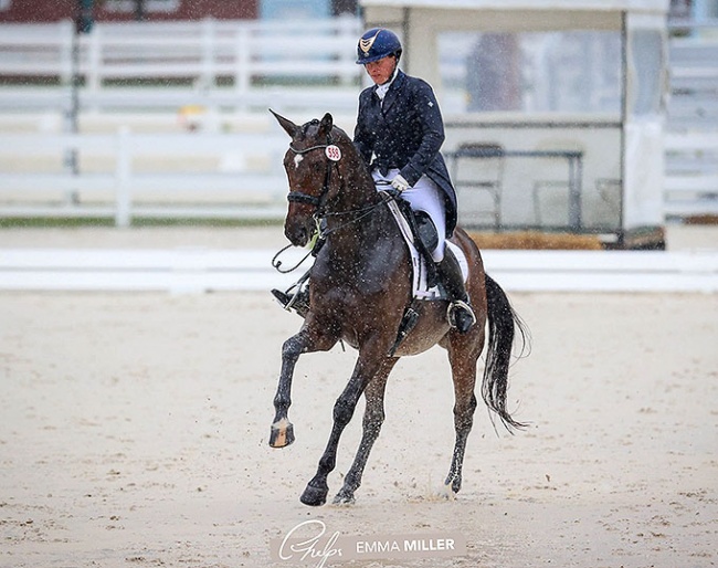 Lauren Chumley and Santa Barbara DASH win the last class - the Inter I Kur to Music - at 2022 Dressage at Devon CDI-W :: Photo © Emma Miller