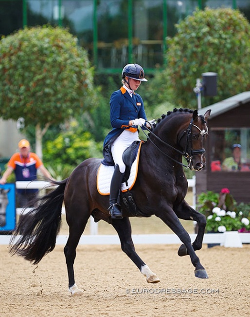 Jill Bogers and Lennox U.S. at the 2022 European Junior Riders Championships in Hartpury :: Photo © Astrid Appels