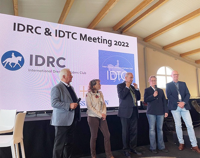 Ullrich Kasselmann, Linda Keenan, David Hunt, Isabel Werth, and Klaus Roeser at the 2022 IDRC / IDTC General Assembly :: Photo © Hof Kasselmann