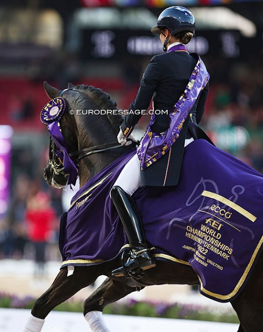 Charlotte Fry and Glamourdale win the 2022 World Championships Dressage in Herning :: Photo © Astrid Appels