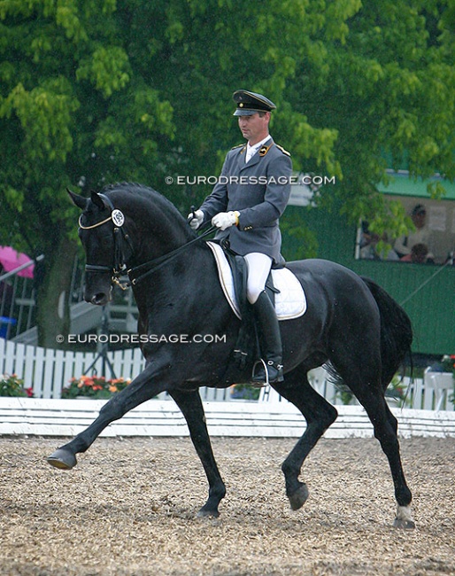 Ole Kohler and Don Frederico competing at 2005 World Young Horse Championships in Verden in a national class :: Photo © Astrid Appels