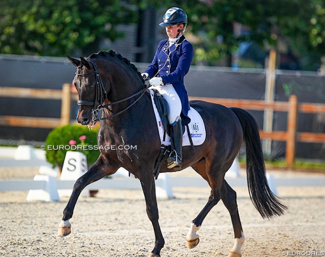 Sarah Bamberger and Quadroneur at their CDI debut in Grote Brogel, Belgium, in 2021 :: Photo © Astrid Appels