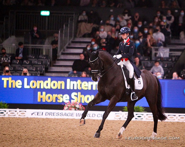 Charlotte Fry competing Dark Legend at the 2021 London International Horse Show at ExCel :: Photo © Astrid Appels