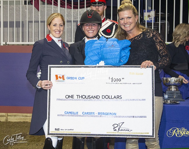 Brittany Fraser-Beaulieu, Camille Carier Bergeron and Pia Fortmuller at the 2022 Royal Agricultural Fair in Toronto, where the 2022 Orion Cup was handed out :: Photo © Cealy Tetley