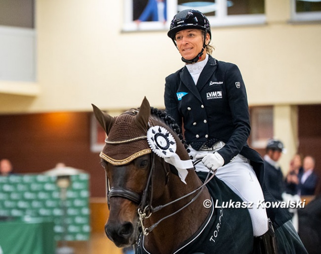 Ingrid Klimke and Franziskus win the world cup qualifier in Zakrzow, Poland :: Photos © Lukasz Kowalski