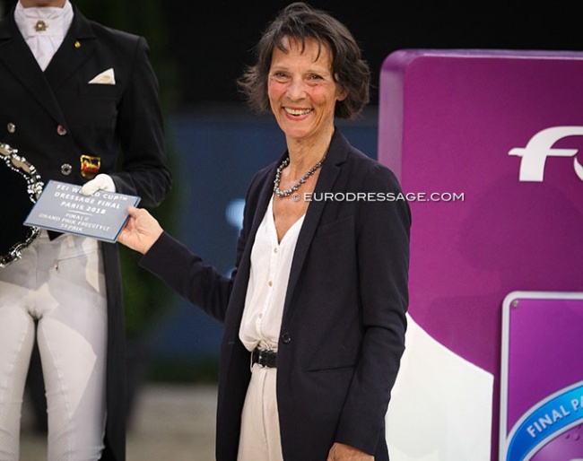 French 5* judge Isabelle Judet at the 2018 World Cup Finals in Paris :: Photo © Astrid Appels