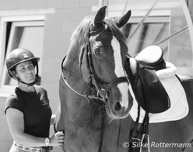 Antonella and Dandy de la Roche CH, the horse whom she rode at European, the WEG and was Olympic reserve for Tokyo, at home in 2021 :: Photo © Silke Rottermann