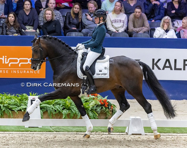 Renate van Uytert-van Vliet on My Blue Hors Santiano at the 2023 KWPN Stallion Competition Finals in Den Bosch :: Photo © Dirk Caremans