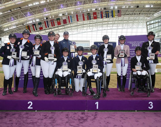 The U.S. Para Dressage Team earned gold in the CHI Al Shaqab CPEDI3*, silver for The Netherlands, bronze for Belgium :: Photo © CHI Al Shaqab