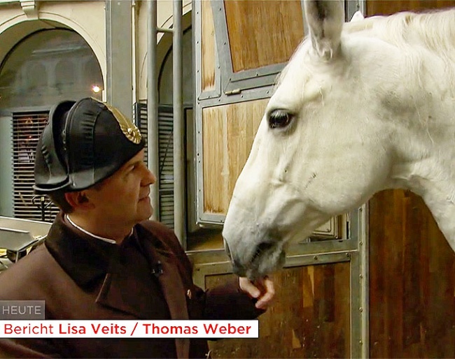 Screen shot of Andreas Hausberger at the Spanish Riding School in Vienna