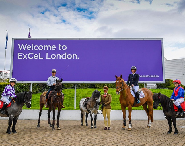 2023 London International Horse Show participants from left to right; Zara Nicholls, Filipe Barbosa, Chloe Chubb, Jodie Hall McAteer, and Matthew Holliday, outside ExCeL London, as tickets go on sale for this year’s edition, taking place from 13–18 December 2023