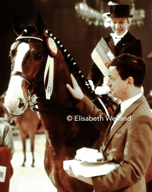 Christine Stuckelberger on Gauguin de Lully with Equitana founder Wolf Kröber at the 1987 World Cup Finals in Essen :: Photo © Elisabeth Weiland