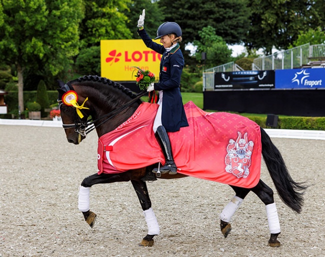 Maria Caetano and Fenix de Tineo win the closing class, the 4* Grand Prix Kur to Music, at the 2023 CDI Kronberg :: Photo © Stefan Lafrentz