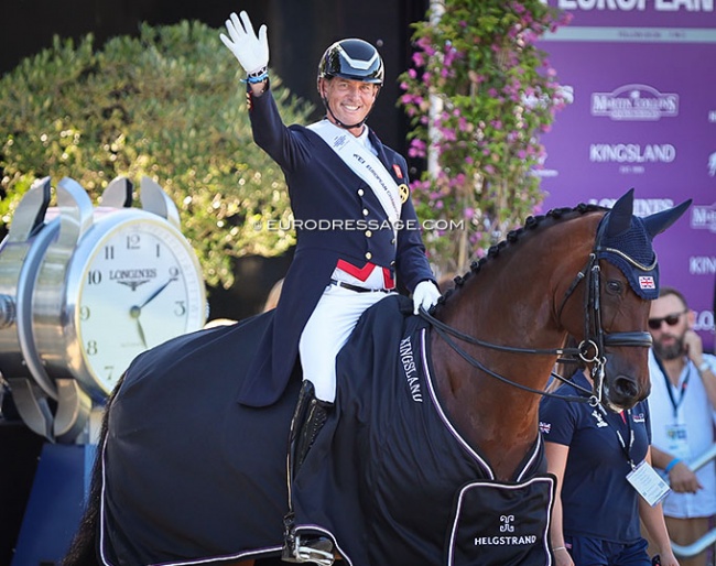 Carl Hester wins team gold on Fame at the 2023 European Dressage Championships :: Photo © Astrid Appels