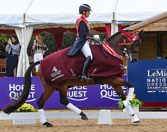 Charlotte Dujardin and Kismet win the small tour title at the 2023 British Dressage Championships :: Photos © Kevin Sparrow