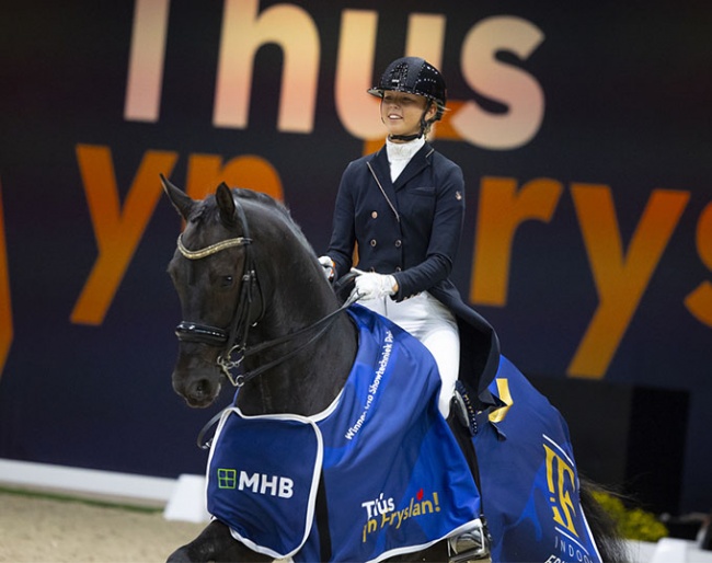 Myrthe Wedda and Kick-Off win the Inter I at the 2023 CDI Leeuwarden :: Photo © Digishots