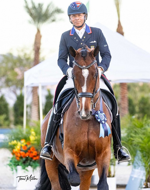 Steffen Peters and Akiko Yamazaki's Suppenkasper win the 2023 CDI-W Thermal :: Photo © Terri Miller