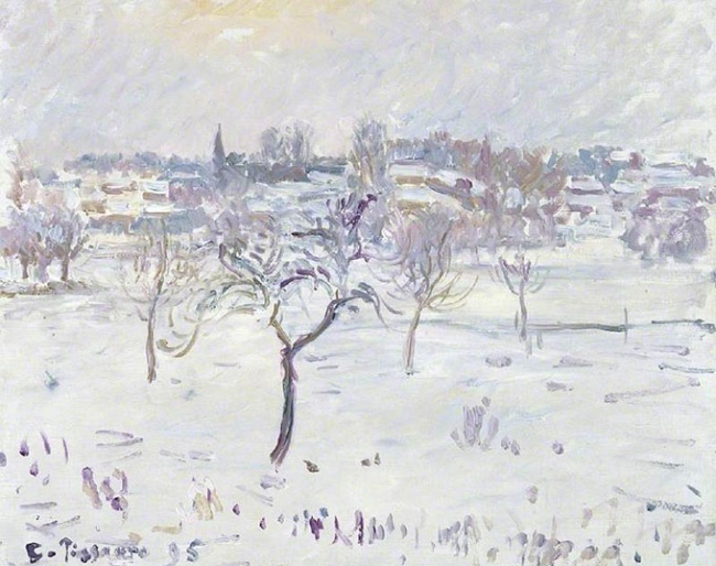 Snowy Landscape at Éragny with an Apple Tree 1895  :: Camille Pissarro (1830–1903)